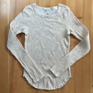 Billabong Beige Ribbed Knit Long Sleeve Animal Print Baby Tee Size Small
